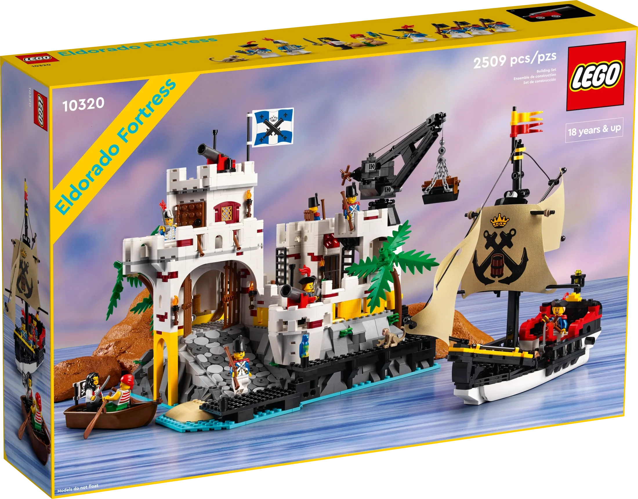 Icons Eldorado Fortress Building Kit, Pirate Gift, Includes Pirate Ship and 8 Minifigures, Nostalgic Gift Idea for Adults Who Love a Rewarding Project, Home Office Décor, 10320