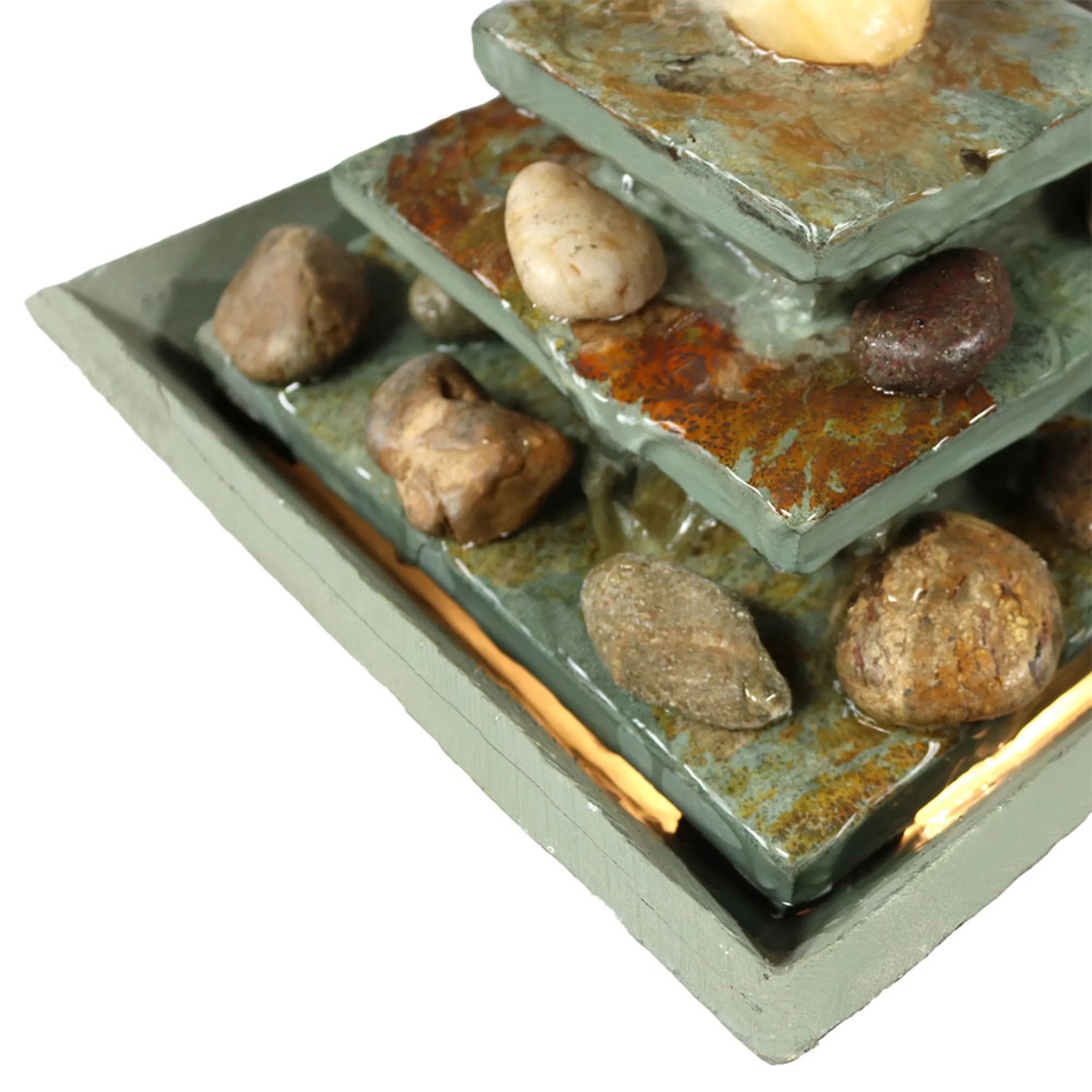 Sunnydaze Ascending Slate Tabletop Fountain with  Light - 8"