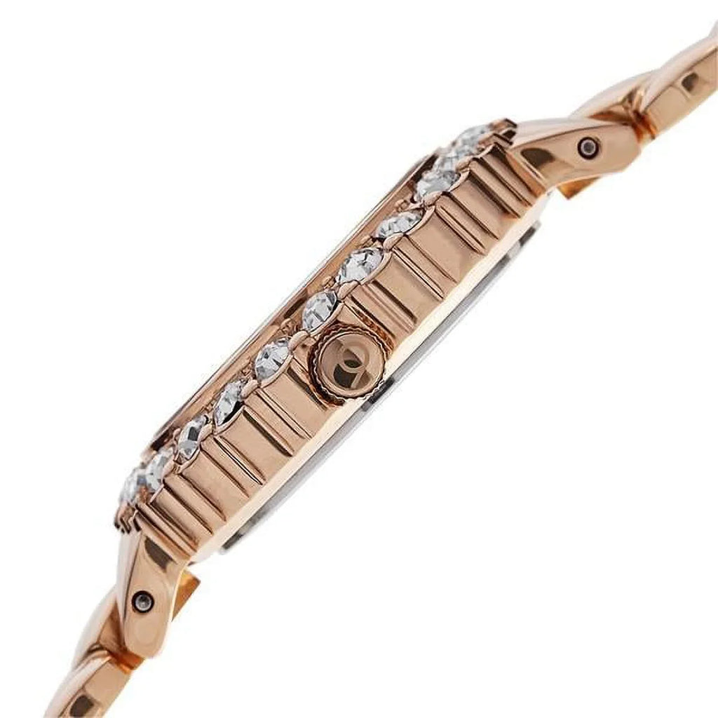 Women's  Crystal Accented Rose Gold Swiss Quartz Watch with White Mother of Pearl Dial and Rose Gold Bracelet