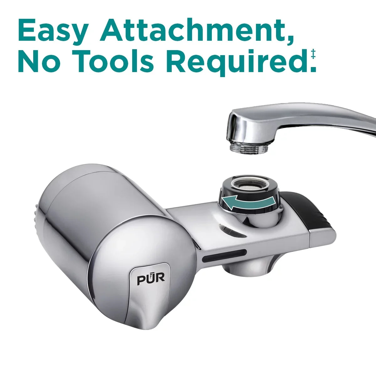 Faucet Mount Water Filtration System, Horizontal, Chrome,