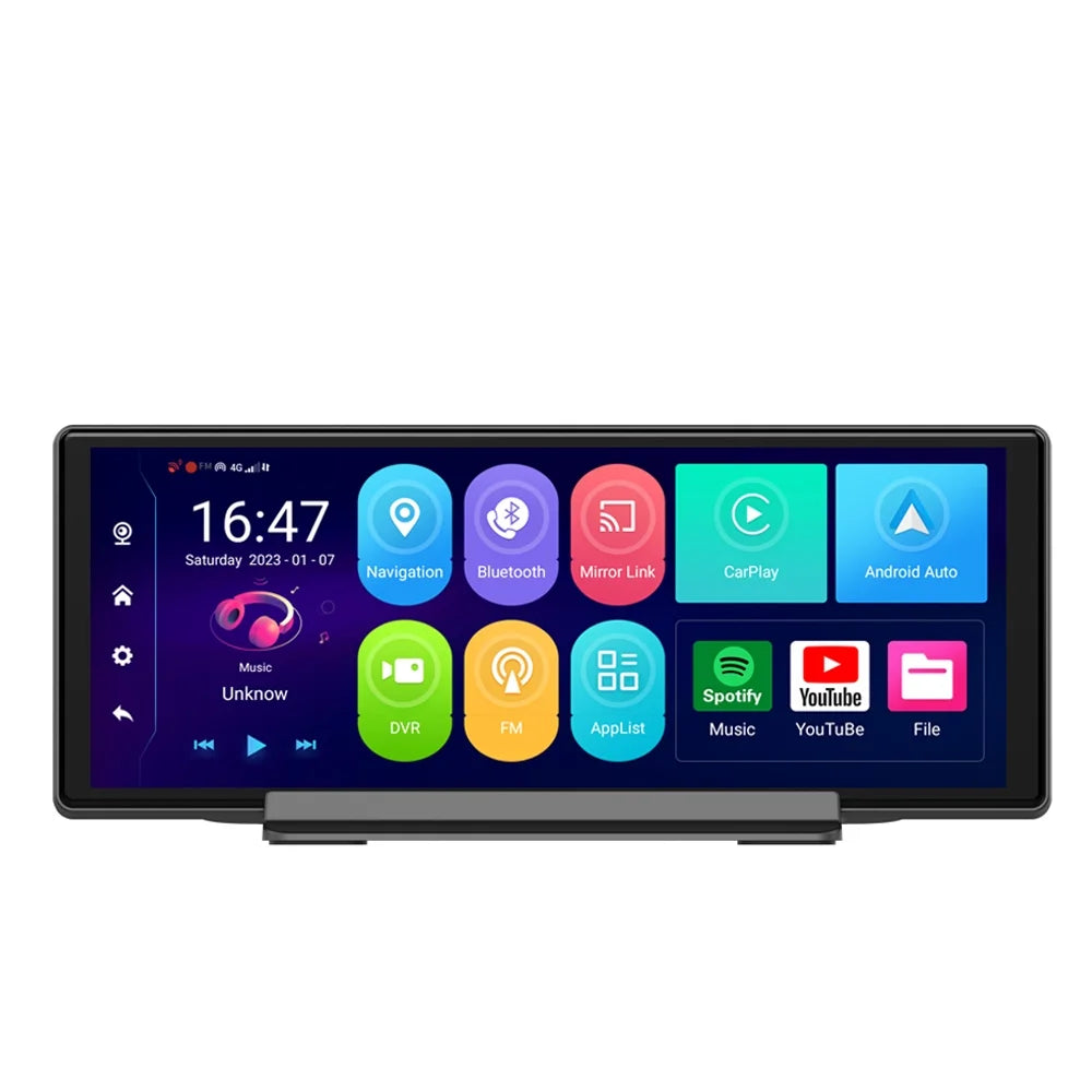 Carevas Dashcam,Dvr Android Car Car Android 10.0 Dashcam Vision Built-in Wifi - Camera Car Dual Camera Console Display Android Auto Built-in Assistance - 10.26 Inch - Vision Adas Center Android 10.0