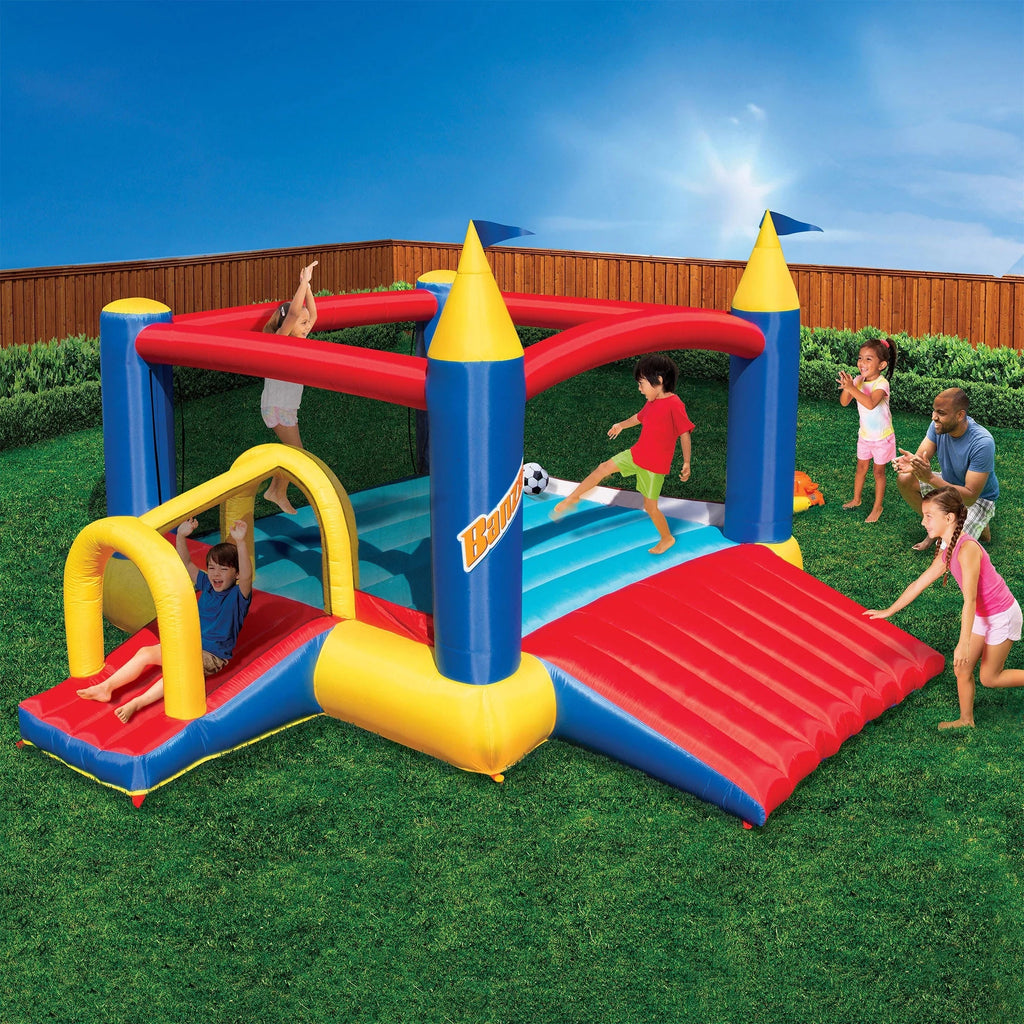Banzai Slide ’ Fun Complete Bounce House Set with 2 Slides and Air Blower