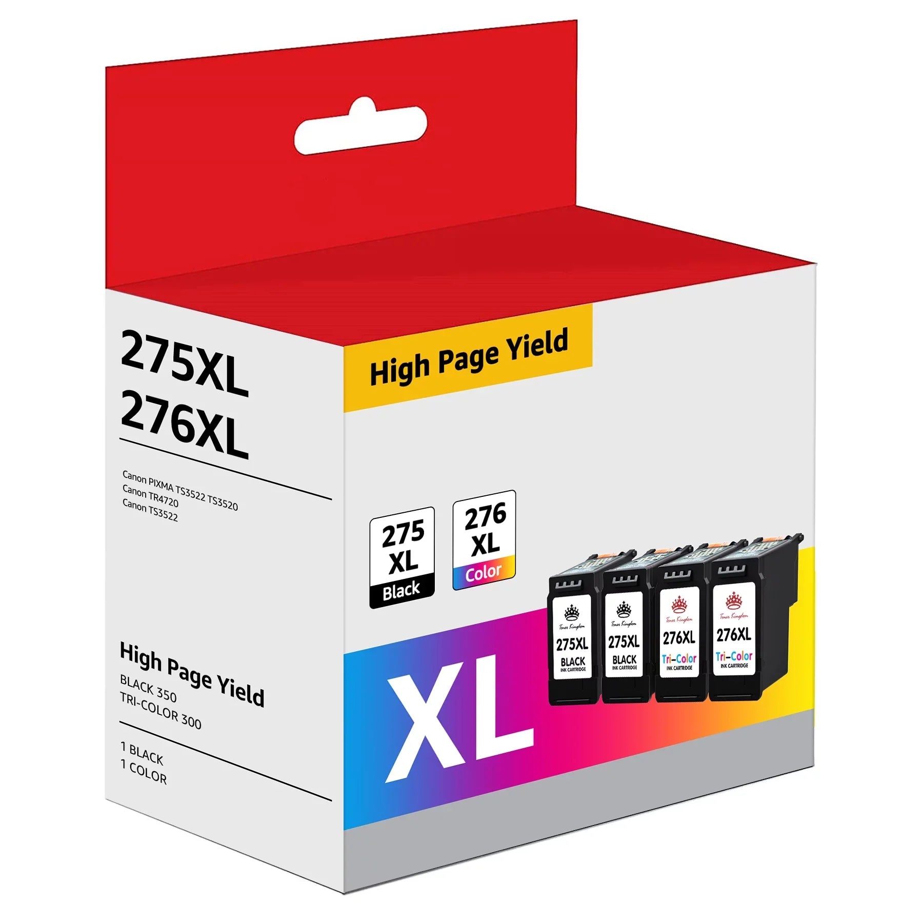 275XL 276XL Ink Cartridge Replacement for Canon -275 -276 275 276 Combo  Compatible with Canon        Printer(2 Black, 2 Color)
