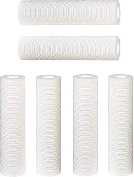 6 pk 10"x2.5" 5 Micron Grooved Sediment Melt Blown Filters Cartridges (Compatible Replace Aqua-Pure , Whirlpool -, Watts -5-975)