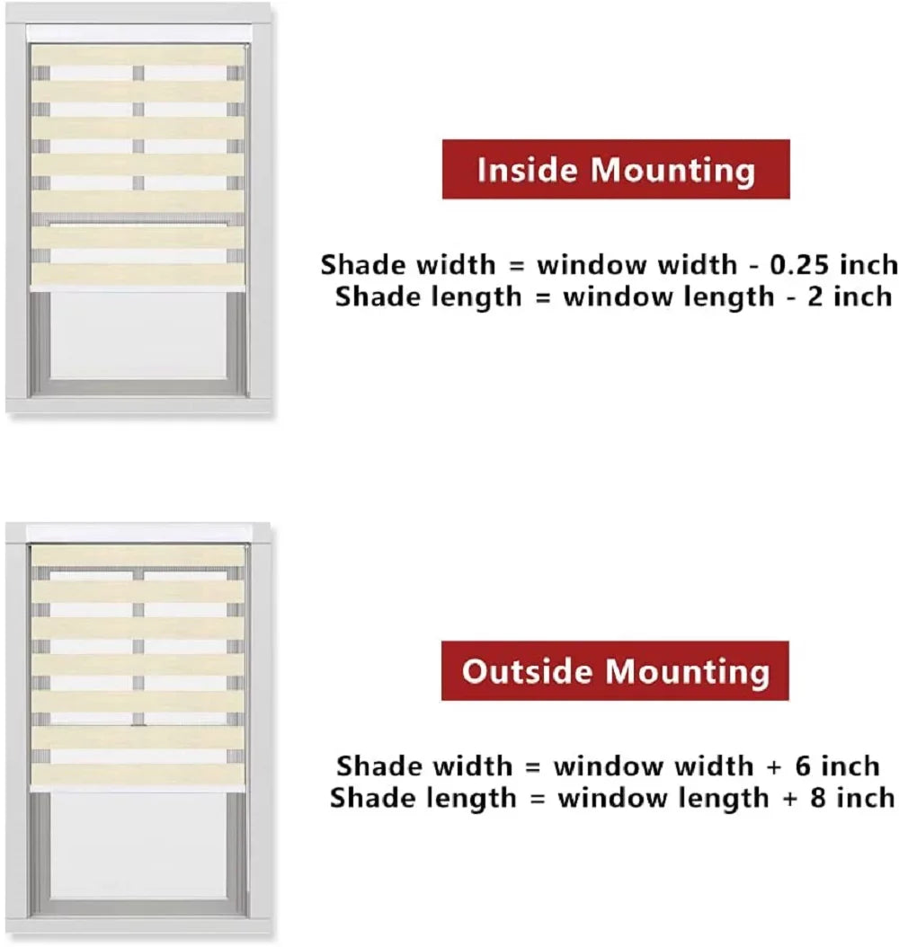 Zebra Blinds for Windows, Dual Layer Roller Sheer Shades Blinds for Day and Night, Light Control Window Treatments Shades with Valance Cover, 29"  x 72" , Striped Beige
