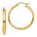 Real 14kt Yellow Gold Round Tube Hoop Earrings; for Adults and Teens; for Women and Men