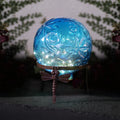 Alpine Corporation 10"  x 10"  x 13"  Embossed Glass Light-up Gazing Globe, Blue