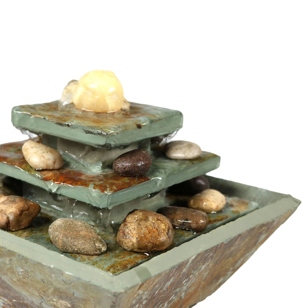 Sunnydaze Ascending Slate Tabletop Fountain with  Light - 8"
