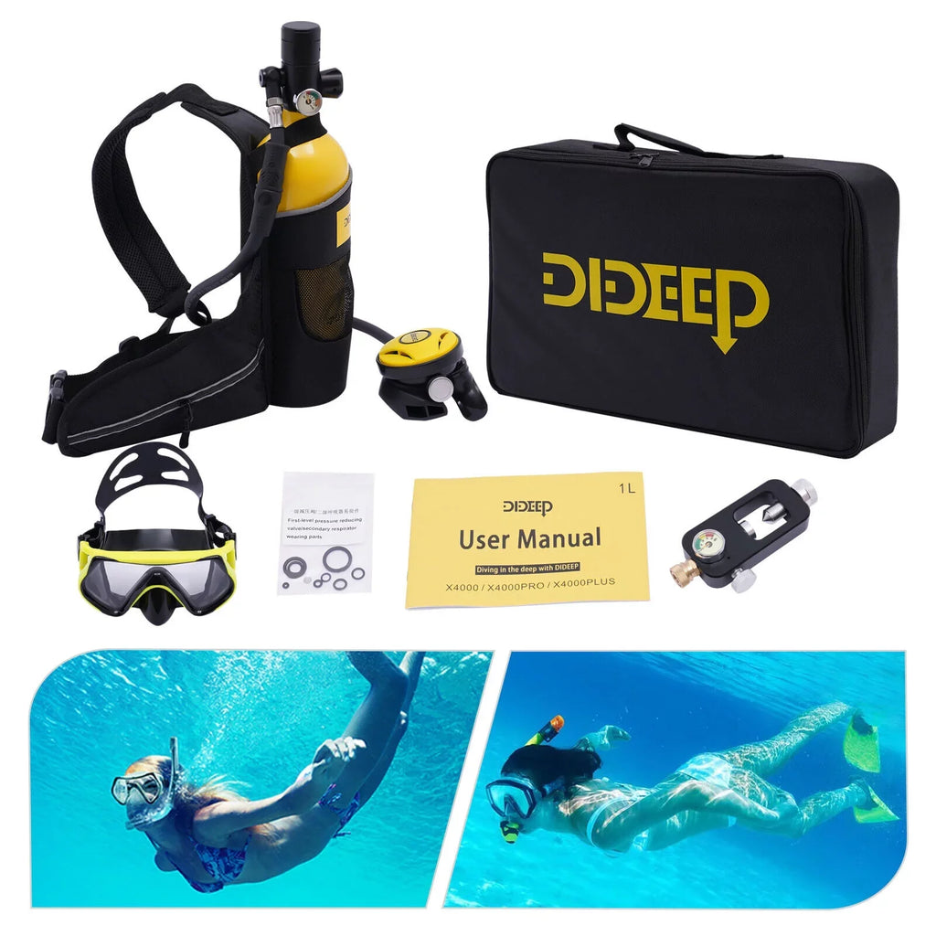 1L Reusable Mini Scuba Tank Kit Portable Underwater Scuba Diving Gear Deepest 32.8ft