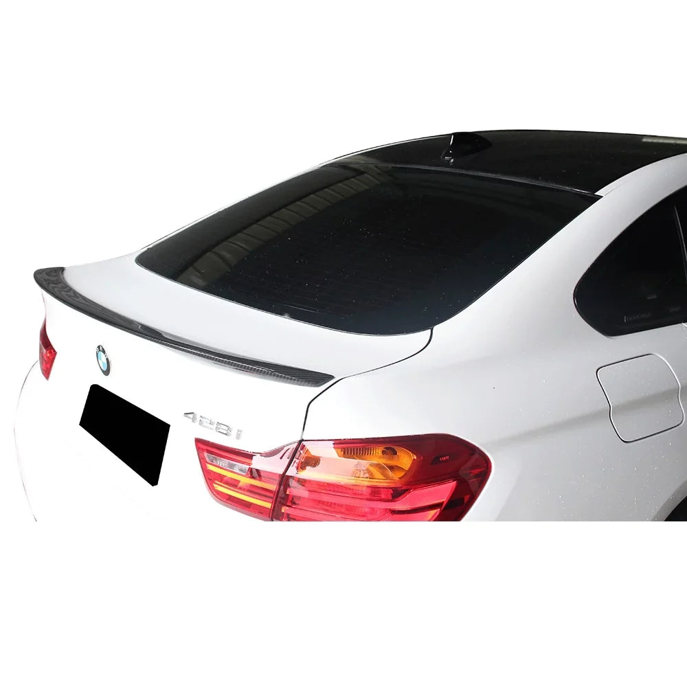 Ikon Motorsports Compatible with 15-20   4 Series 4DR Gran Coupe  Style Rear Trunk Spoiler Wing - Carbon Fiber 2015 2016 2017 2018 2019 2020