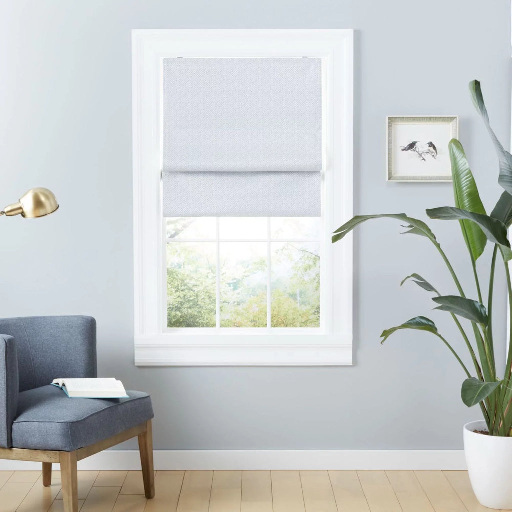 Exclusive Home Esme Total Blackout Roman Shade, 34"x64", Silver