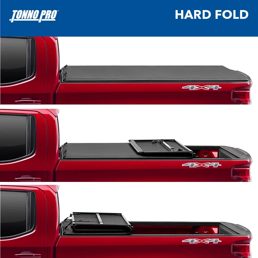 Tonno Pro | Hard Fold, Hard Folding Truck Bed Tonneau Cover | -154 | Fits 2007 - 2013 Chevy/ Silverado/Sierra 1500 6' 7" Bed (78.7")