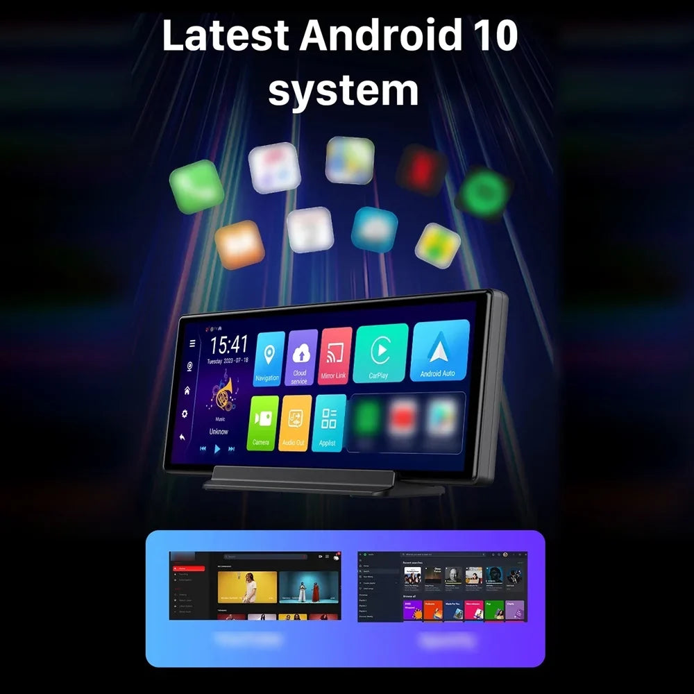 Carevas Dashcam,Dvr Android Car Car Android 10.0 Dashcam Vision Built-in Wifi - Camera Car Dual Camera Console Display Android Auto Built-in Assistance - 10.26 Inch - Vision Adas Center Android 10.0
