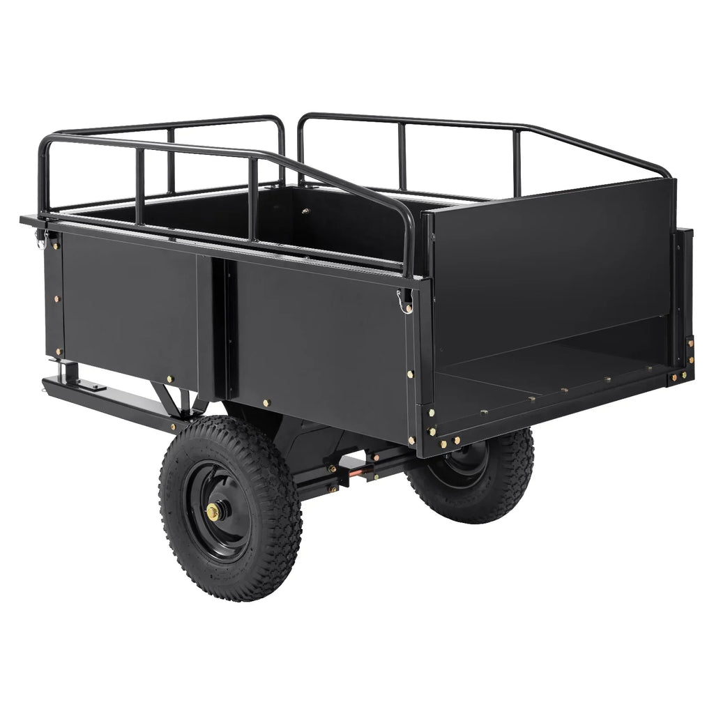 Dump Trailer Tow Behind Dump Cart, 750 lbs 15 Cu. Ft, Steel Construction Garden Utility Trailer with Removable Sides