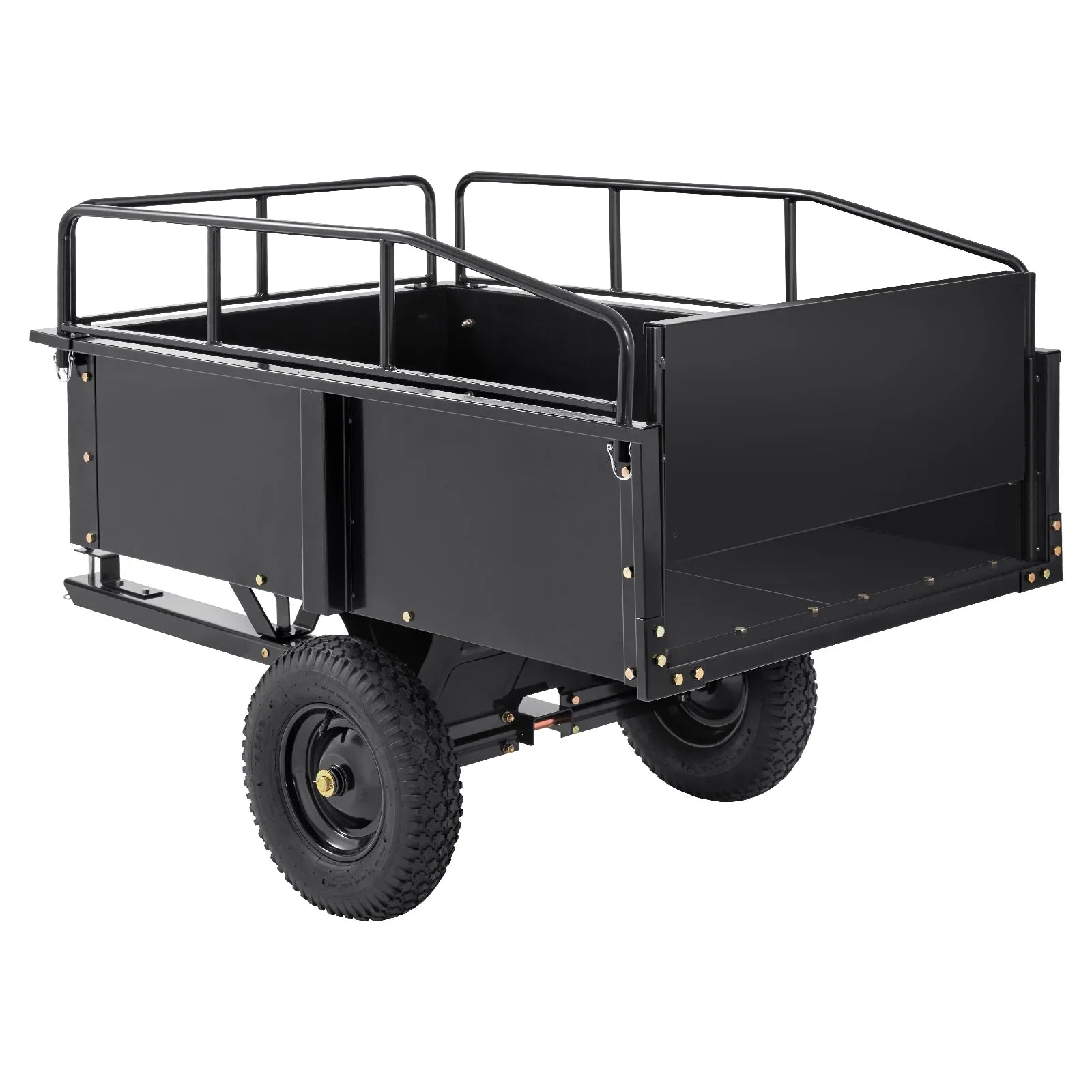 Dump Trailer Tow Behind Dump Cart, 750 lbs 15 Cu. Ft, Steel Construction Garden Utility Trailer with Removable Sides