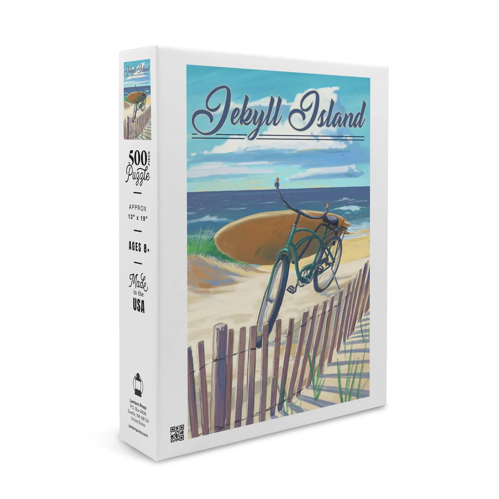 Jekyll Island, Georgia, Beach Cruiser on Beach (19x27 inches, Premium 500 Piece Jigsaw Puzzle for Adults and Family, Made in )