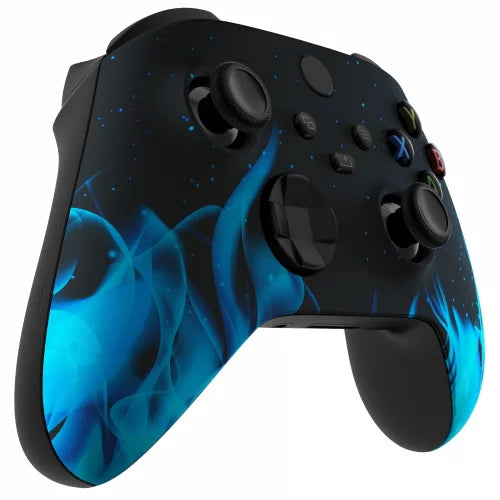 Xbox Series / One Modded Custom Rapid Fire Controller Blue Flames Soft Touch With White