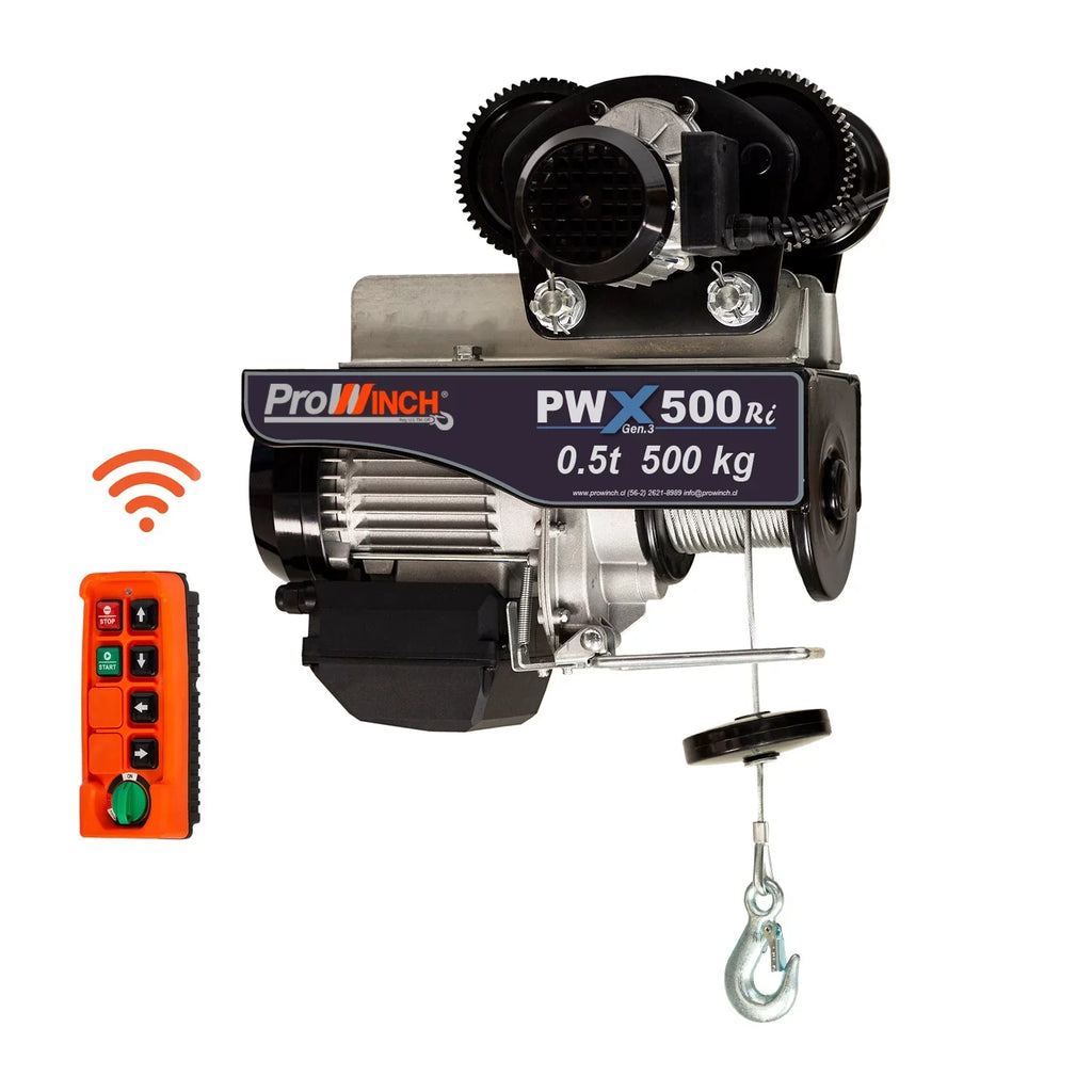 Prowinch 550 lbs. / 1100 lbs. Electric Rope Hoist w/trolley 220~240V 50/60HZ w/ Emergency Stop Wireless