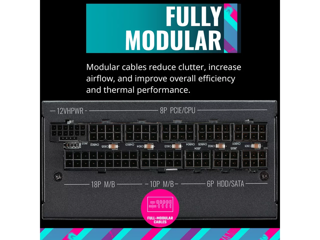 Cooler Master   Platinum Fully Modular, Fully .0, 1100W , 80+ Platinum Efficiency,  Bracket Included,  Form Factor (---)