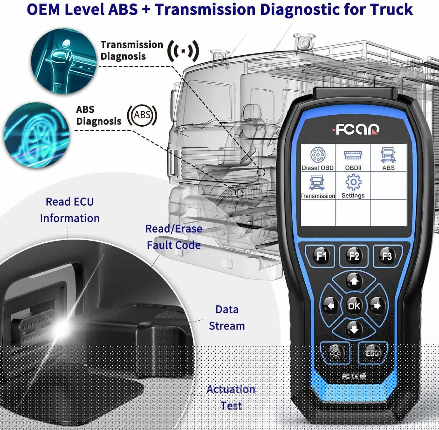 Heavy Duty Truck Scanner Scan Tool  Transmission All System Diesel All System  Scanner Code Reader Heavy fit for Freightliner Volvo Mack