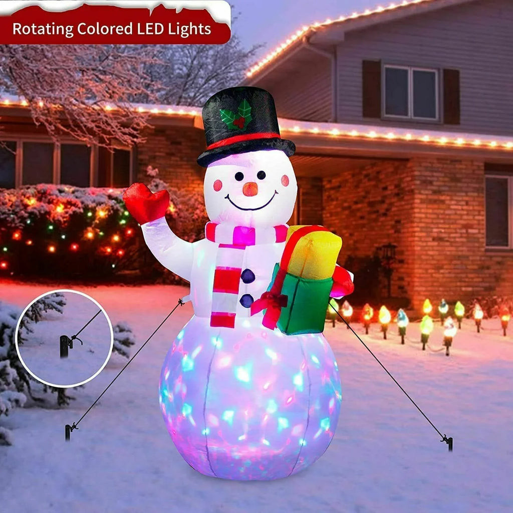 5ft Christmas Inflatables Snowman Outdoor Yard Decor with Rotating  Lights Christmas Blow Up Decoration Garden
