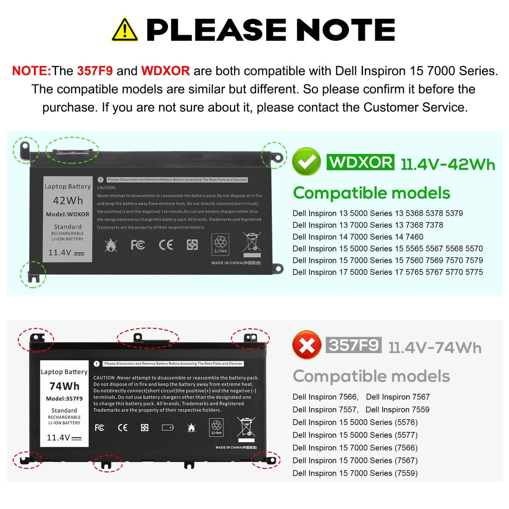 42WH  Battery for Dell Inspiron 5565 7573 Series
