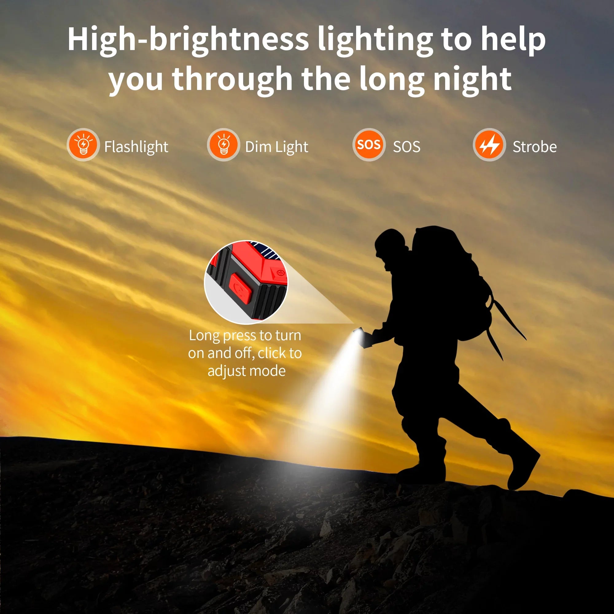 Portable Solar Power Bank 30000mAh, Wireless Solar Charger External Backup Battery, 3 Fast Charger Output Ports & 4  Flashlight