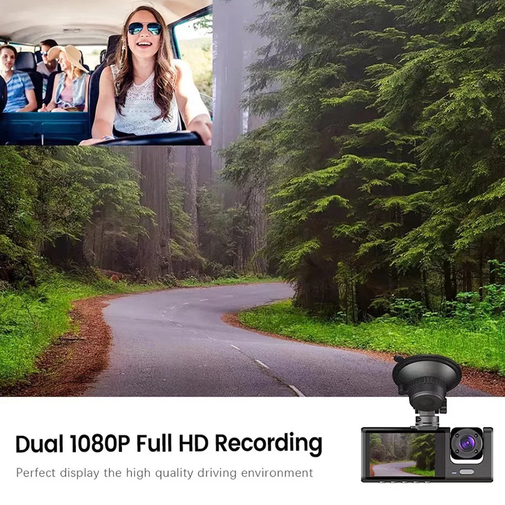 Pinnaco Dash Cam Clear Car Rearview Mirror Video Recorder with 3 Cameras, WiFi Interconnection, and Auto Safety Features