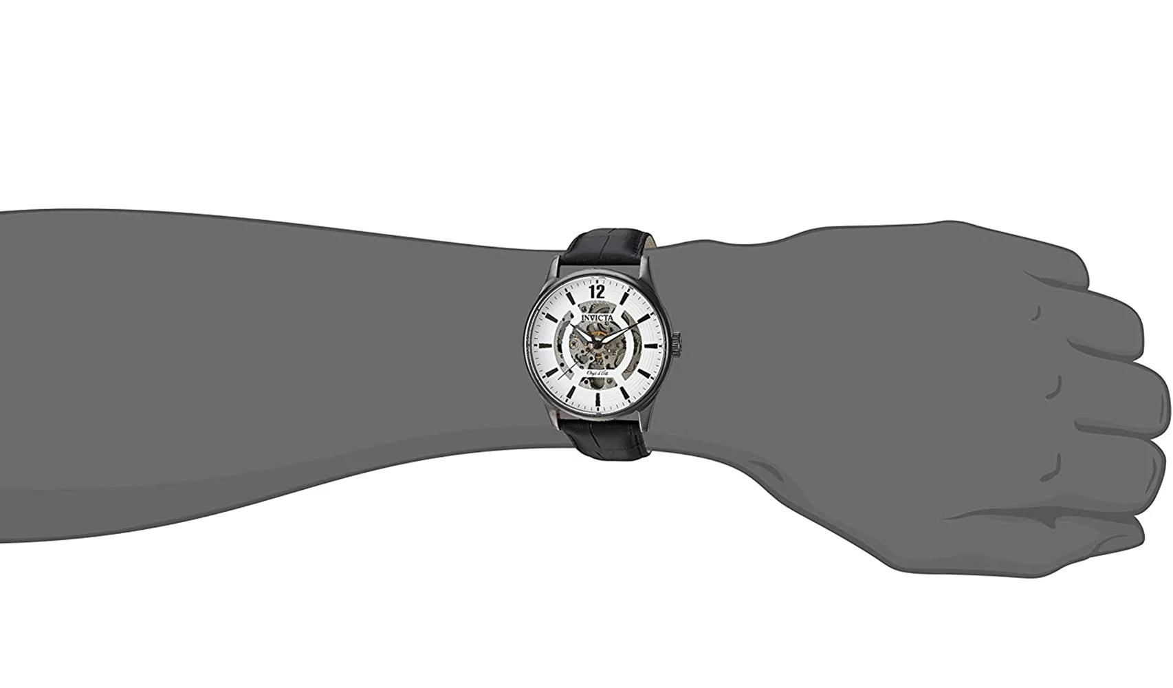 22597 Men's Objet  Art Black Automatic White Dial Analog Leather Watch