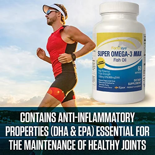 Fortifeye Vitamins Super Omega-3 Max Fish Oil, Lemon Flavor, Natural Triglyceride, 1200  / 900  Per Serv.- 30 Day, 60 Max Softgel Capsules