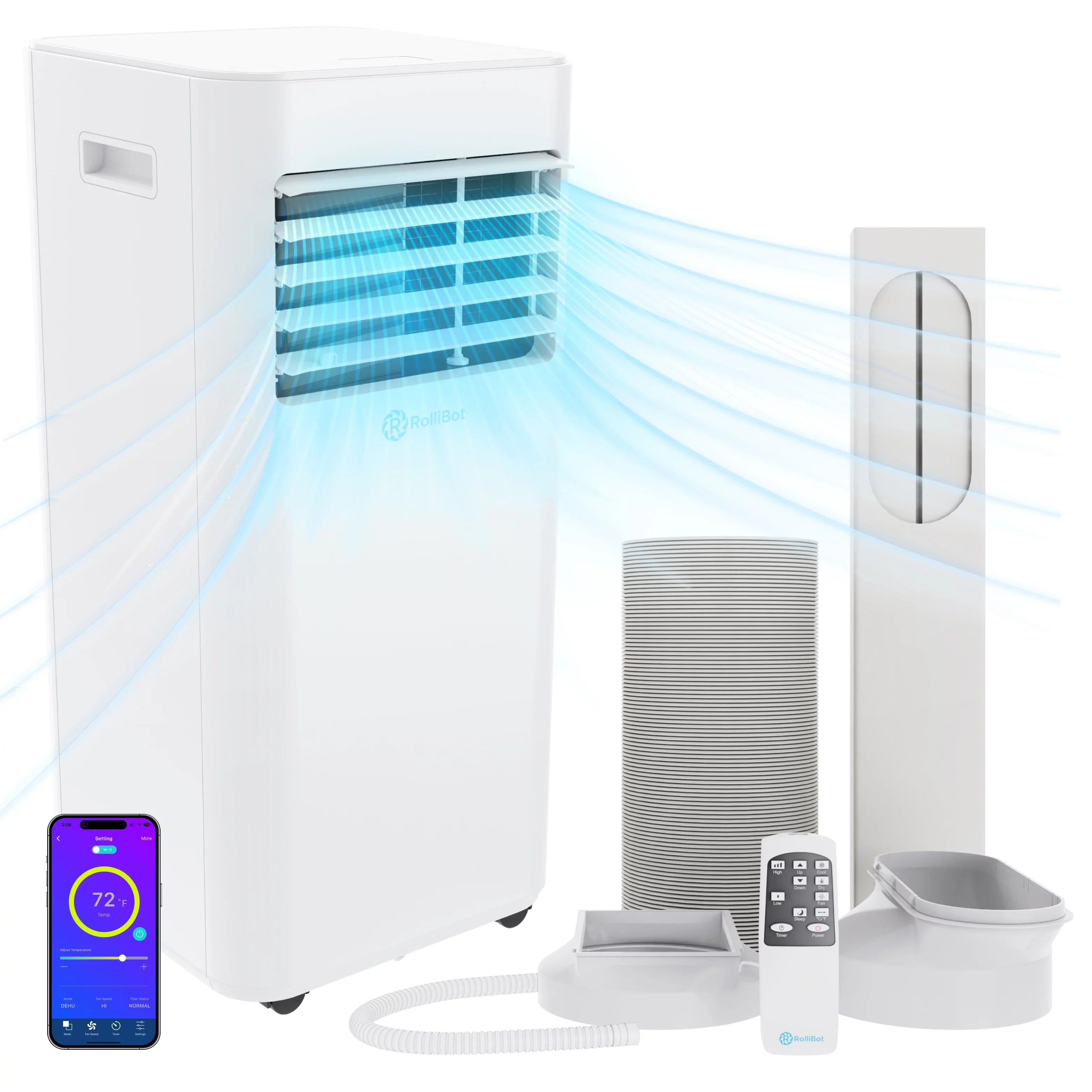 Rollicool 10,000  Portable Air Conditioner Alexa & Wi-Fi Enabled Quiet Portable  & Dehumidifier Covers Rooms up to 450 Sq ft