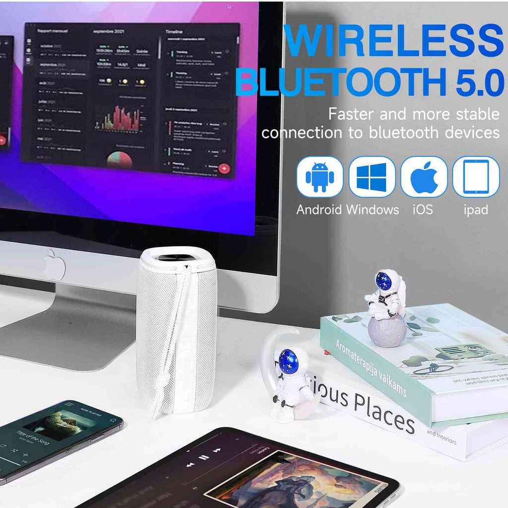 UrbanX Scorpio Series Bluetooth Speaker,  Waterproof Speakers 360°  Surround Sound with Punchy Bass, True Wireless Pairing, .3, Portable Speaker for   - White