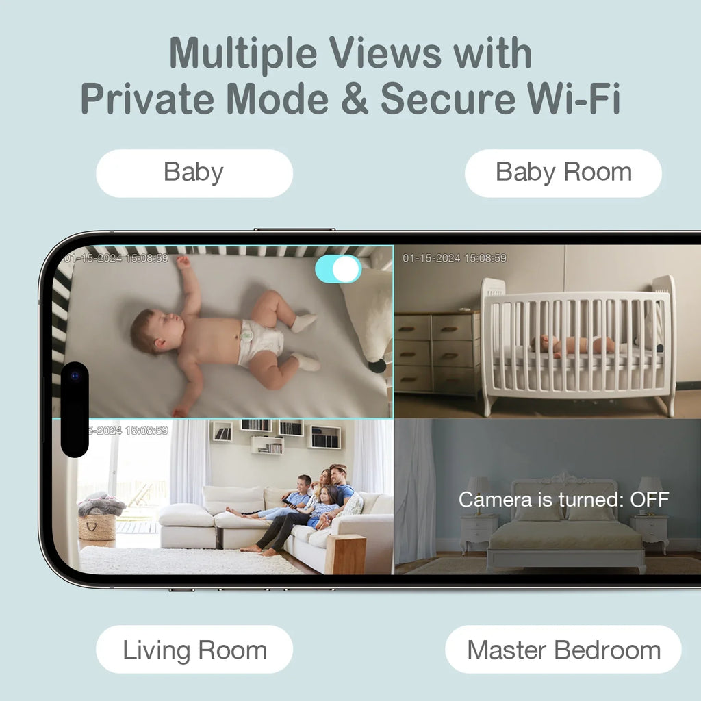 Sense- Smart 2K Video Baby Monitor(& Eligible) with No Monthly Fee, Pan-Tilt-Zoom, Person/Baby Crying Sound/Motion Detection, 2-Way Talk, Night Vision, Background Audio, Activity Zone