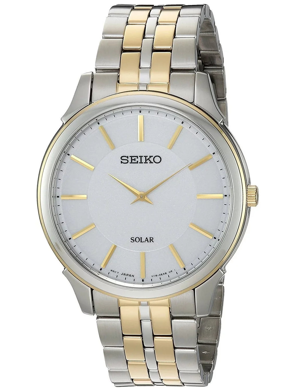 Seiko Men's  Core Solar White Dial Two Tone Steel Power Reserve Watch