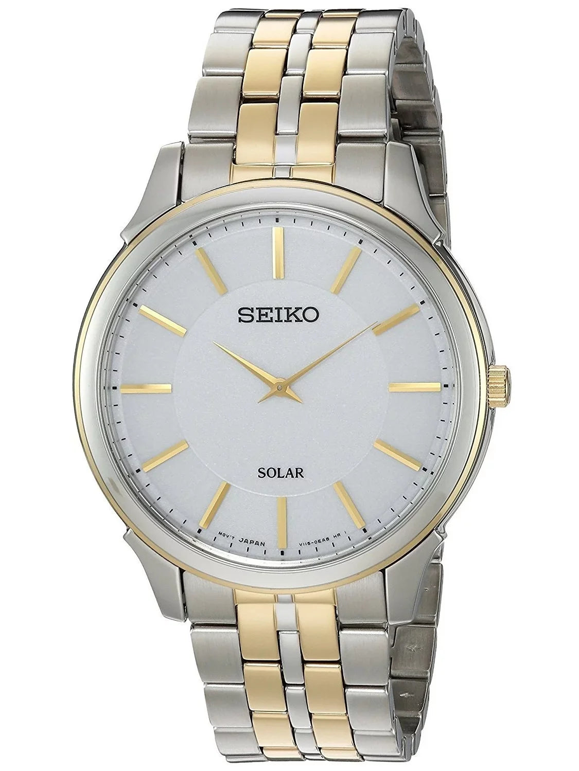 Seiko Men's  Core Solar White Dial Two Tone Steel Power Reserve Watch