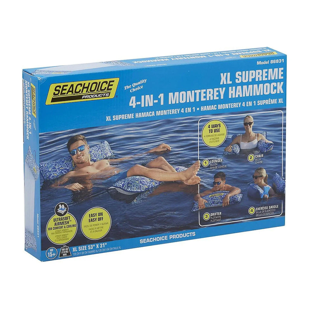 Seachoice 86831  Supreme 4-in-1 Monterey Ultrasoft Airmesh Water Hammock Lounge Chair