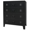 Anself Industrial Style 4 Drawer Dresser Storage Chest with Handles Metal End Side Cabinet Bedroom Living Room Entryway Hallway Furniture Decor 30.7 x 15.7 x 36.6 Inches ( x  x ) Black