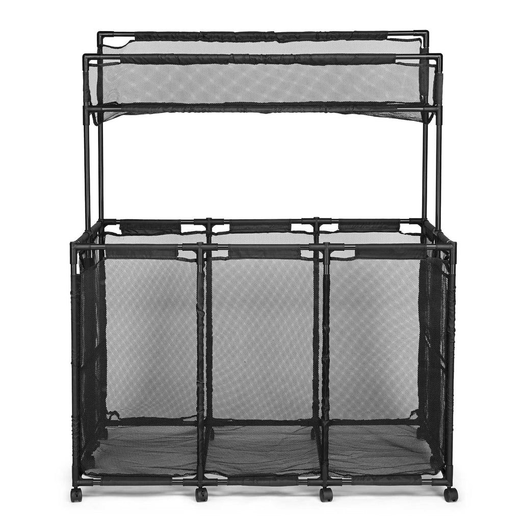 Mesh Pool Storage Bin Cart with 10 Wheels - Blue - Organize Pool Essentials