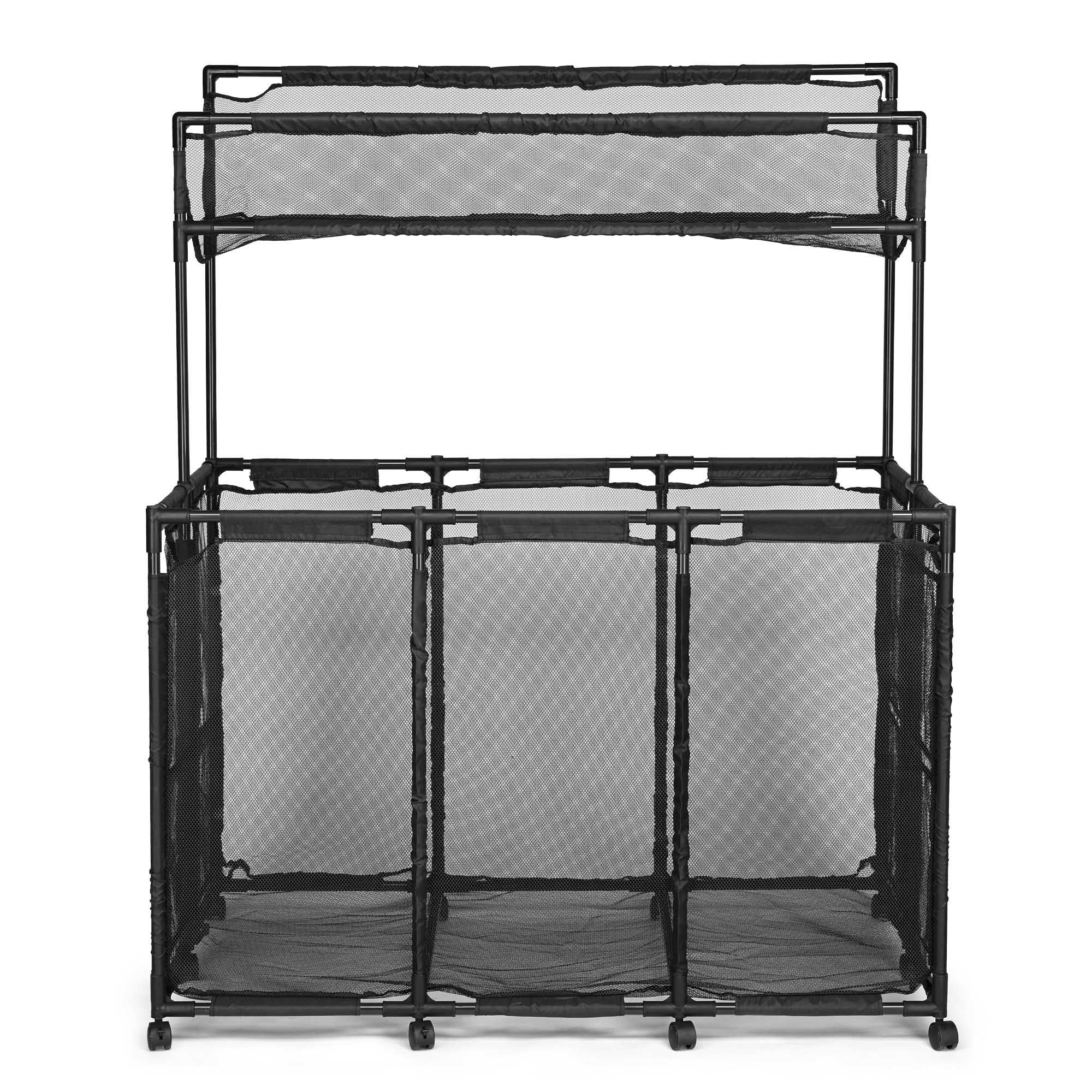 Mesh Pool Storage Bin Cart with 10 Wheels - Blue - Organize Pool Essentials