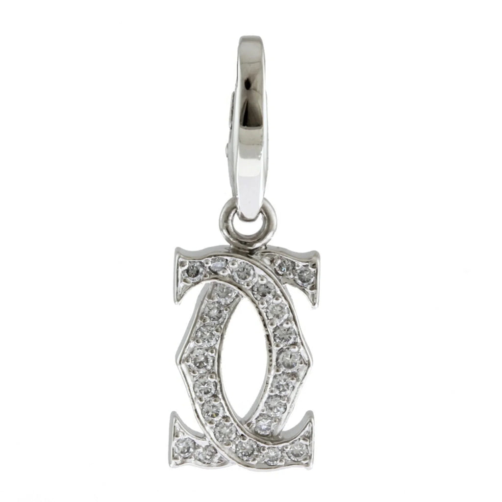 Pre-Owned Cartier 2C Diamond Pendant Top 18K Ladies   (Like New)