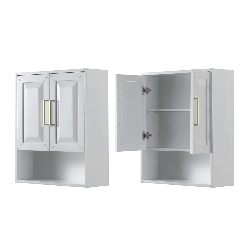Wyndham Collection  Dark Blue Daria Over-the-Toilet Bathroom Wall-Mounted Storage Cabinet with Matte Black Trim