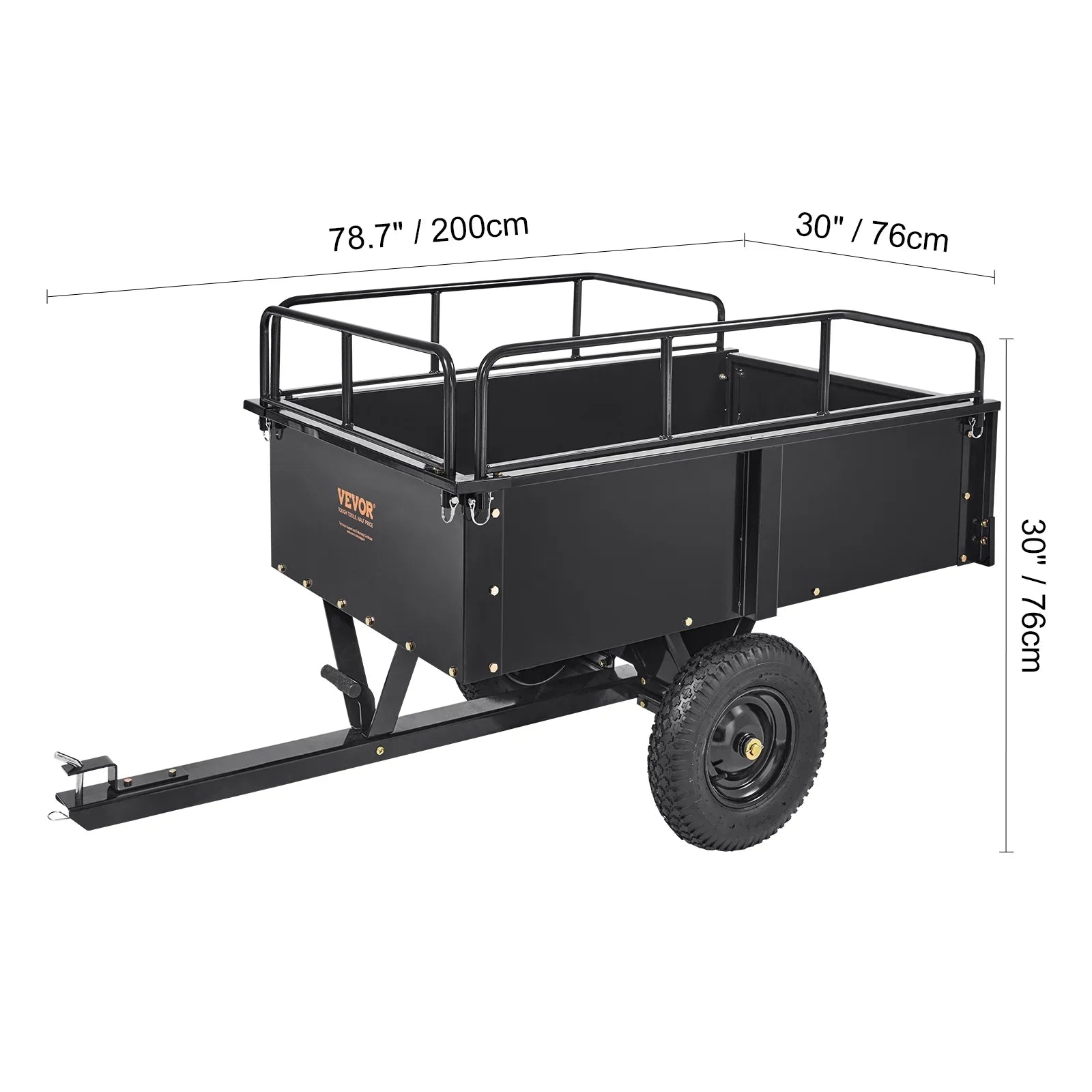 Dump Trailer Tow Behind Dump Cart, 750 lbs 15 Cu. Ft, Steel Construction Garden Utility Trailer with Removable Sides
