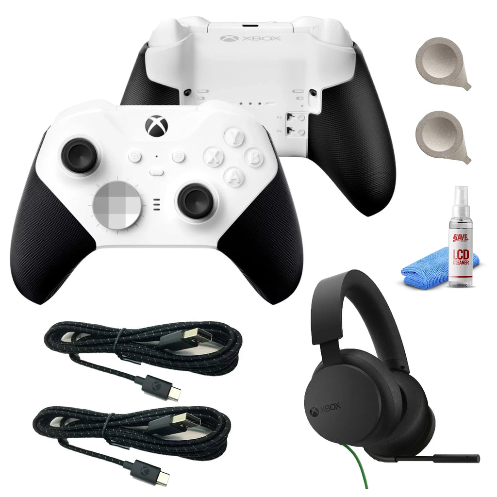 Xbox Elite Series 2 Wireless Controller -White with Xbox Headset & Cleaning Kit