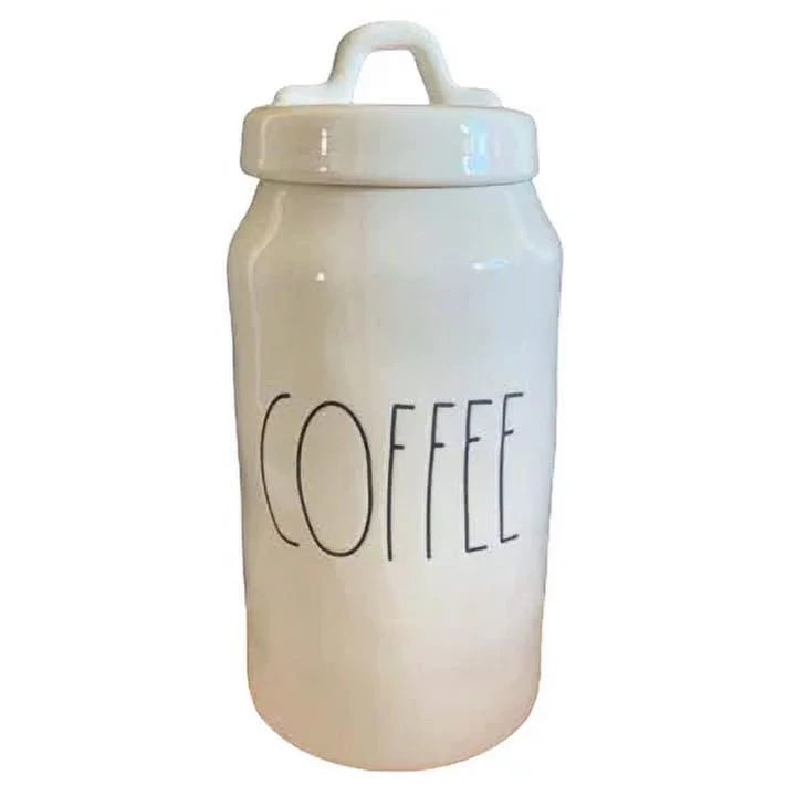 Rae Dunn  Ceramic Canister 8" tall with Black  Letters Kitchen