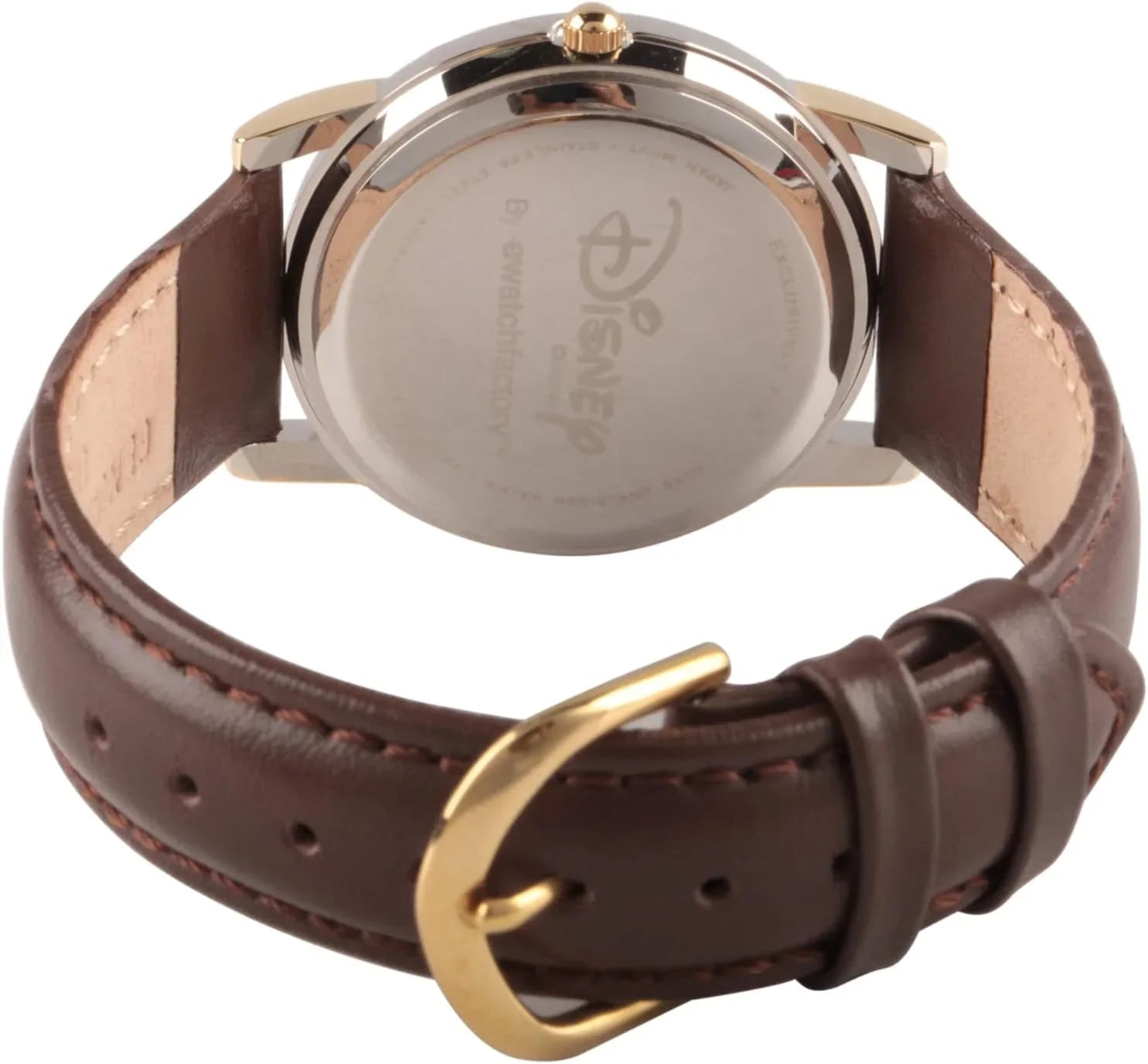 Disney Minnie Mouse Women's Two Tone Cardiff Alloy Watch, Brown Leather Strap,