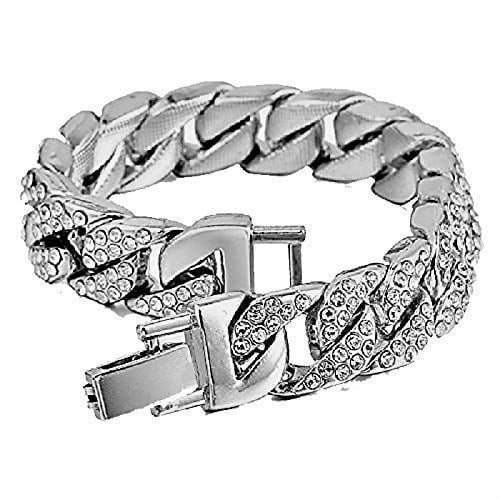 Charles Raymond Mens Silver Big Rocks with Roman Numerals Fully Iced Out Colorful Dial Wristwatch w/Blinged Out Cuban Shiny Silver Bracelet -   Cuban (Silver Royal Blue  #)
