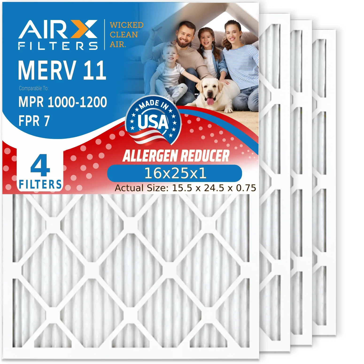 16x25x1 Air Filter  11 Comparable to  1000,  1200 &  7 Electrostatic Pleated Air Conditioner Filter 4 Pack  Premium  Made 16x25x1 Furnace Filters by     .
