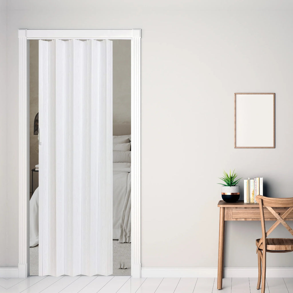 Home Products Via 36" x 80" Vinyl Hinged Single Folding Door, White