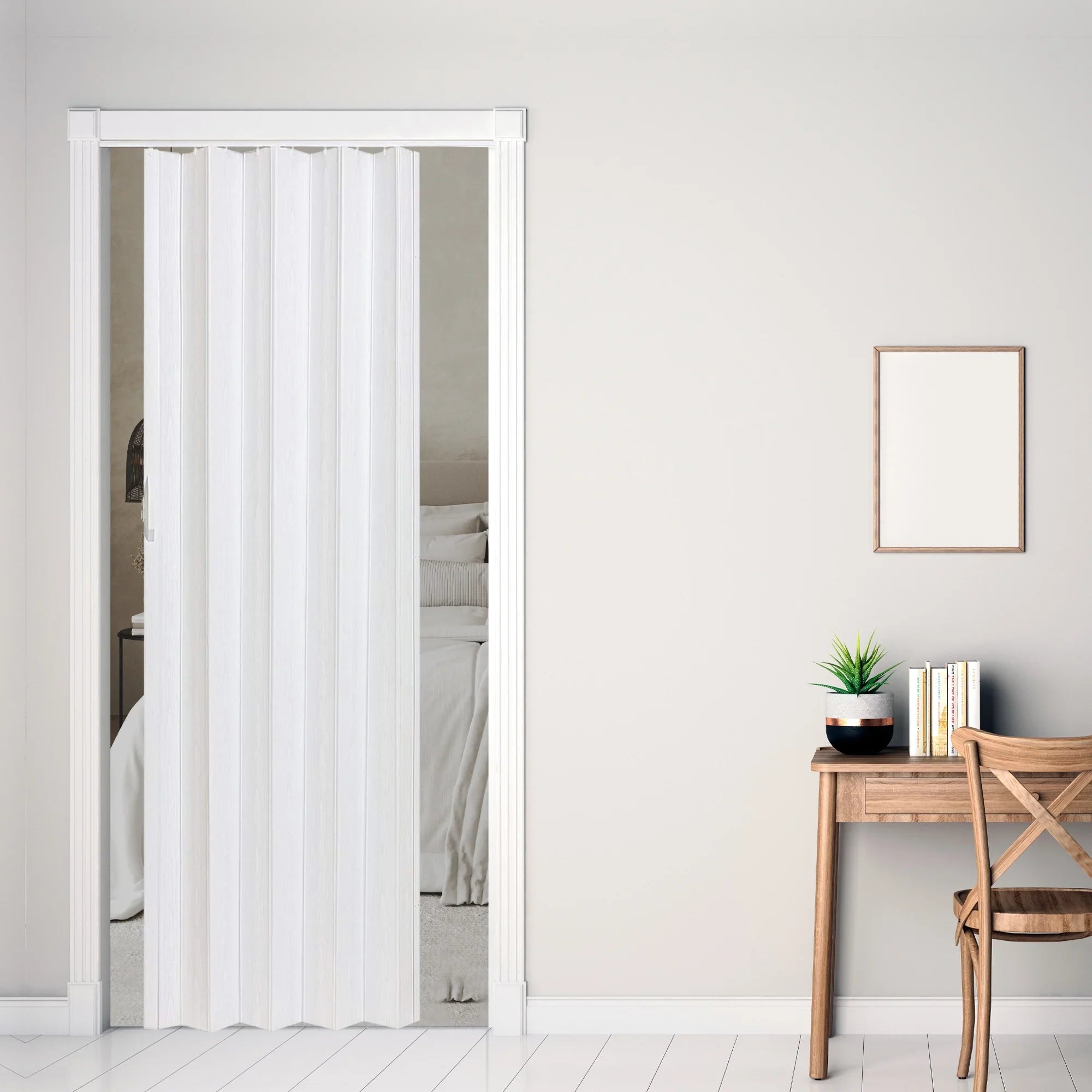 Home Products Via 36" x 80" Vinyl Hinged Single Folding Door, White