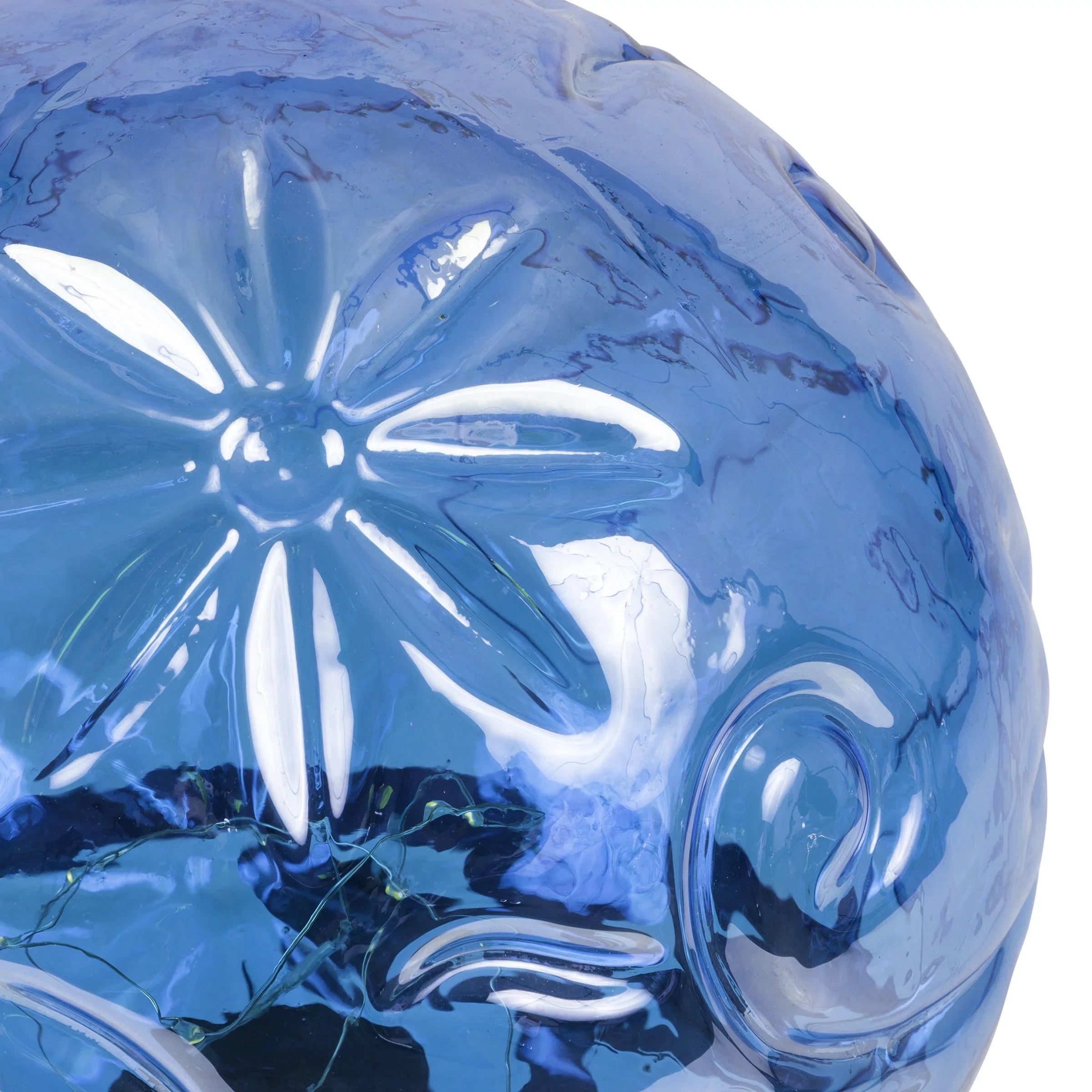 Alpine Corporation 10"  x 10"  x 13"  Embossed Glass Light-up Gazing Globe, Blue